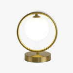 Load image into Gallery viewer, Modern Gold Frame Desk Lamp – Suspended Globe Light for Bedside and Home Office