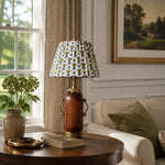 Bild in Gallery-Viewer laden, Deep brown floral table lamp styled on a round side table