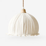 Load image into Gallery viewer, Pleated Fabric Pendant Light with Wood Canopy