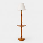 Bild in Gallery-Viewer laden, Vintage-Stehlampe aus Massivholz mit optionalem Beistelltisch