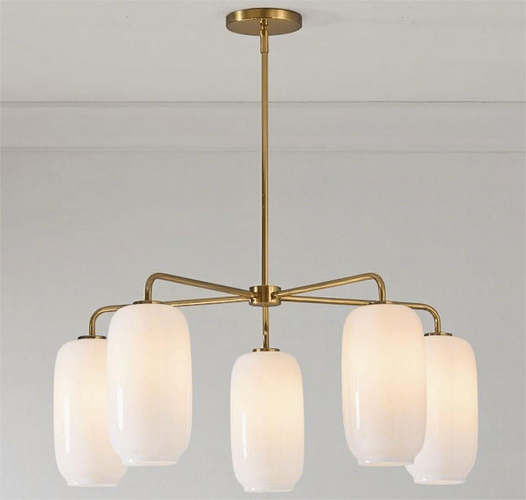 Lumivelle 5-Licht Glas Kronleuchter – Moderne Metall Runde Beleuchtung