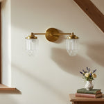 Cargar imagen en el visor de la Galería, Aplique de pared Tierlux de cristal transparente – Diseño arquitectónico Art Déco para baño y pasillo