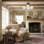 Load image into Gallery viewer, Glorica Glass Mid-Century Modern Globe Ceiling Light – Elegant Metal Semi-Flush Mount Lamp for Dining Rooms and Living Spaces