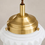 Bild in Gallery-Viewer laden, Brass finish cap and milk glass shade detail