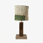 Cargar imagen en el visor de la Galería, Green panel shade loofah table lamp on a white background