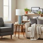 Bild in Gallery-Viewer laden, Ceruna Minimalistische Keramik-Tischlampe - Keramikfuß mit einem Lampenschirm aus Leinen