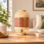Load image into Gallery viewer, orange woven LED table lamp in a cozy living room scene