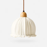 Load image into Gallery viewer, Pleated Fabric Pendant Light with Wood Canopy