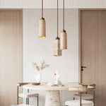 Load image into Gallery viewer, Wabi Sabi Solid Wood Travertine Stone Pendant Light M37
