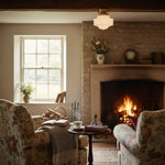 Load image into Gallery viewer, Geotower Glass Deco Globe Flush Mount – Ribbed Glass Ceiling Light for Interior Spaces