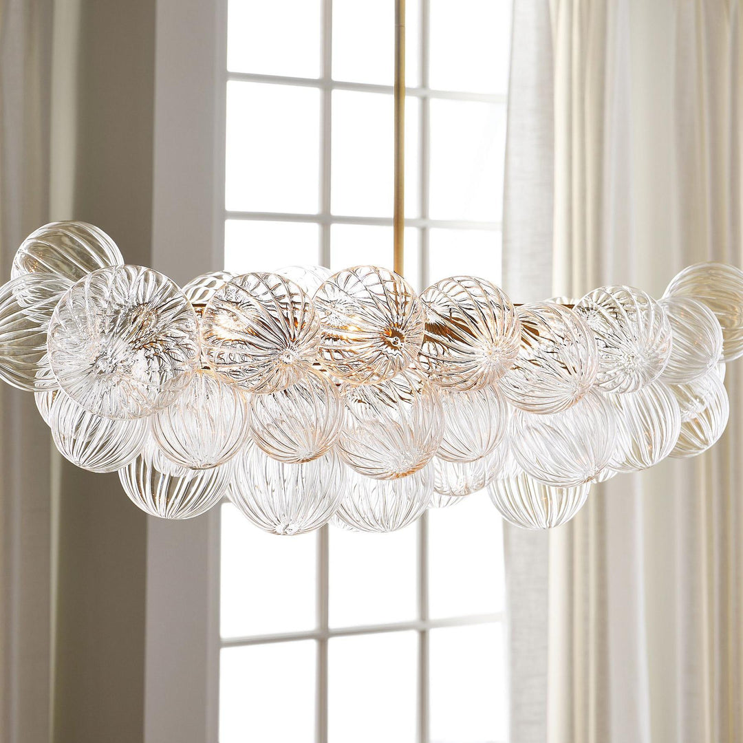 Lustre en verre bombé Bravira - Éclairage ovale en verre et laiton vintage