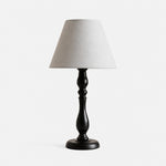 Bild in Gallery-Viewer laden, Vintage black iron table lamp with washed blue fabric shade