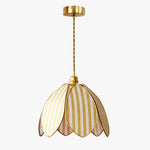 Cargar imagen en el visor de la Galería, Yellow striped petal pendant light alternate view