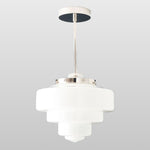 Load image into Gallery viewer, Geotower Glass Art Deco Opal Glass Pendant Light – Elegant Metal Ceiling Mount for Dining Rooms and Living Spaces