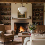 Load image into Gallery viewer, Geotower Glass Art Deco Opal Glass Pendant Light – Elegant Metal Ceiling Mount for Dining Rooms and Living Spaces