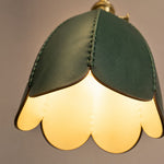 Load image into Gallery viewer, Lit scalloped leather shade detail