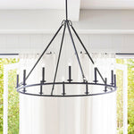 Load image into Gallery viewer, Rowan Candle Wagon Wheel Chandelier - Farmhouse Round Wheel Lighting