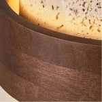 Cargar imagen en el visor de la Galería, Lámpara colgante cilíndrica contemporánea de travertino Stonel con marco de madera U14