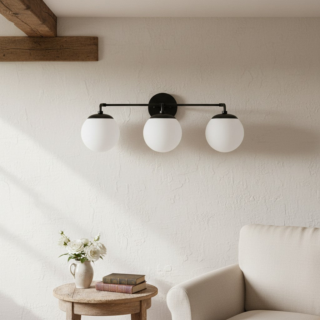 Aplique de pared de vidrio Glorica: lámpara de tocador vintage moderna