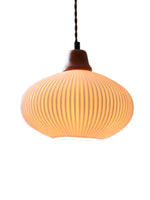 Load image into Gallery viewer, Ribbed Ceramic Pendant Light – Nordic Pendant Light with White Ceramic Elegance