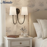 Cargar imagen en el visor de la Galería, Aplique de Pared Doble Clásico Moderno Roven con Brazos Curvos y Pantallas de Tela para Dormitorio y Pasillo