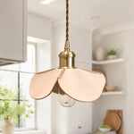 Load image into Gallery viewer, Leather petal pendant light in a bright kitchen corner