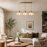 Charger l'image dans la visionneuse de galerie, Vintage scalloped opaline glass pendant light view 4