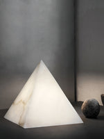 Load image into Gallery viewer, Alabaster Pyramid Table Lamp