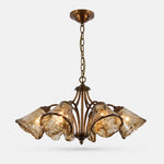 Load image into Gallery viewer, Downward Amber Tulip Glass Brass Chandelier