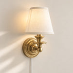 Charger l'image dans la visionneuse de galerie, Rowan No-Wire Flat Drum Shade Wall Sconce – Plug-In Fabric Wall Light