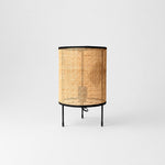 Load image into Gallery viewer, open weave natural rattan LED table lamp on gray background