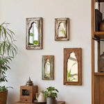 Cargar imagen en el visor de la Galería, Rustic Carved Wood Arch Wall Mirror image 3