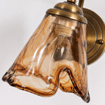 Load image into Gallery viewer, Brass Amber Glass Downlight Wall Sconce