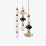 Load image into Gallery viewer, Contemporary Hanging Light - Iron Metal Glass Gold Brown Damp-rated