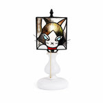 Bild in Gallery-Viewer laden, Smoke purple cat stained glass table lamp on white background