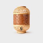 Load image into Gallery viewer, orange woven LED table lamp on gray background