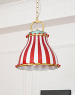 Load image into Gallery viewer, Circus Glass Pendant Lamp – Fun Red Stripe Art Glass for Eclectic Spaces