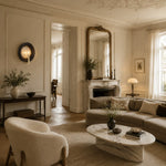 Cargar imagen en el visor de la Galería, Vintage black round mirror wall sconce with brass candle arm