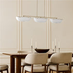 Load image into Gallery viewer, Ferosa Brass Glass Linear Chandelier – 3 Light Milk Glass Dining Lighting
