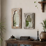 Cargar imagen en el visor de la Galería, Rustic Carved Wood Arch Wall Mirror image 5