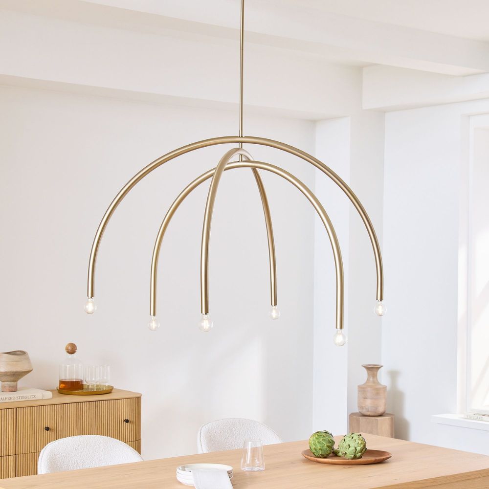 Lustre à arc Borvia – Design moderne du milieu du siècle, finition champagne