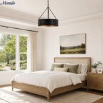 Bild in Gallery-Viewer laden, Velara Runde Schwarze Trommel Pendelleuchte - Industrieller Vintage-Stil für Esszimmer oder Wohnzimmer