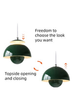 Cargar imagen en el visor de la Galería, Lámpara colgante nórdica de metal con forma de macarrón y capullo de flor LED con apertura superior