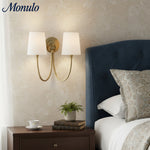 Cargar imagen en el visor de la Galería, Aplique de Pared Doble Clásico Moderno Roven con Brazos Curvos y Pantallas de Tela para Dormitorio y Pasillo