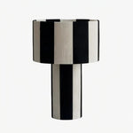 Cargar imagen en el visor de la Galería, Black and white striped woven shade table lamp on a white background