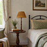 Bild in Gallery-Viewer laden, Floral pleated shade table lamp beside a bed