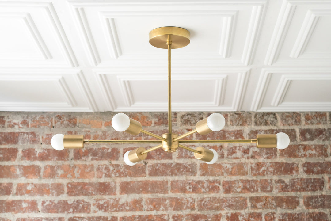 Lustre Mobilux Line Mid-Century Modern - Plafonnier suspendu à 6 têtes