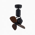 Cargar imagen en el visor de la Galería, Wall and ceiling compact fan in black with dark wood grain blades