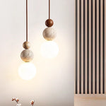 Bild in Gallery-Viewer laden, Travertin Stein Creme Retro Minimalistische LED Pendelleuchte