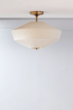 Load image into Gallery viewer, Elumina Silk Semi-Flush Metal Fabric Shade Ceiling Light – Ideal for Living & Bedroom Spaces